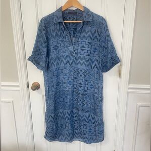 Grace Element Large Aztec Shirt Dress Pockets Short Sleeves Southwest